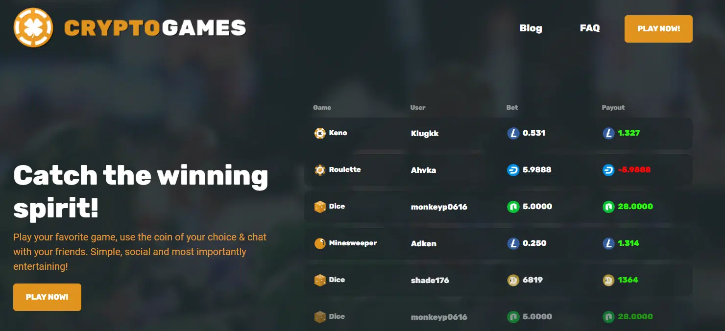 CryptoGames User Interface