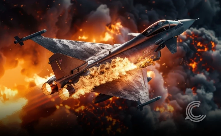 Tejas fighter jet engulfed in flames after Dubai Airshow crash.