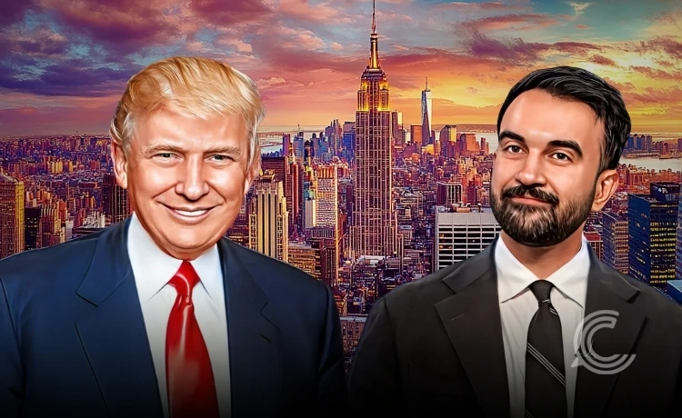 NYC mayor Mamdani and Donald Trump in political standoff graphic