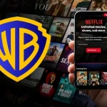 Netflix logo with Warner Bros Discovery iconic franchises like DC Comics and Game of Thrones